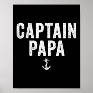 Captain Papa Pontoon Boat Lake Fishing Boating Sai Poster