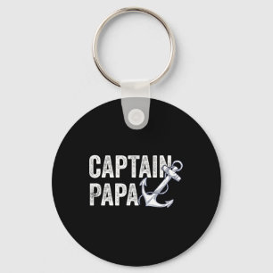 Captain Papa Pontoon Gift Lake Sailor Fishing Boat Keychain