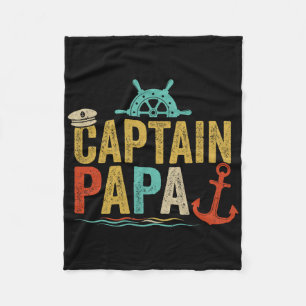 Captain Papa Pontoon Lake Sailor Fishing Boating F Fleece Blanket