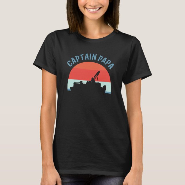 Captain Papa Pontooning Pontoon Boat Captain T-Shirt (Front)