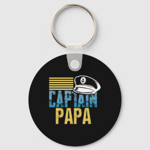 Captain Papa - Sailing Captain Hat - Boat Lover Bo Keychain