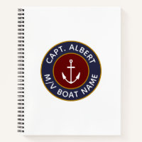 Captain Personalized Maroon Anchor Logo Notebook
