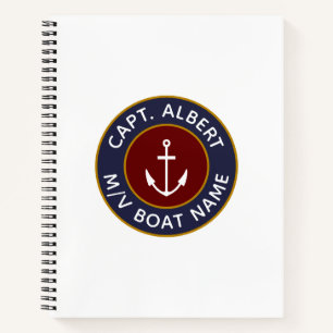 Captain Personalized Maroon Anchor Logo Notebook