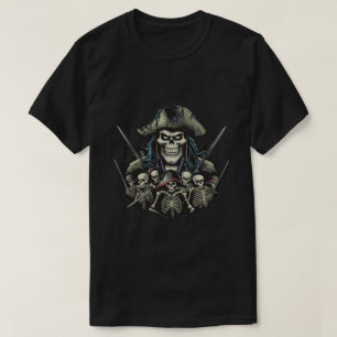 Captain Pirate and his skeleton crew T-Shirt