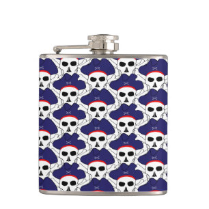 Captain & Pirates skull, pirates flag /treasure Hip Flask