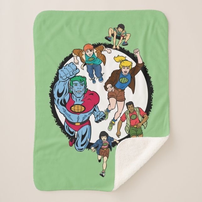 Captain Planet and the Planeteers Circle Graphic Sherpa Blanket (Front)