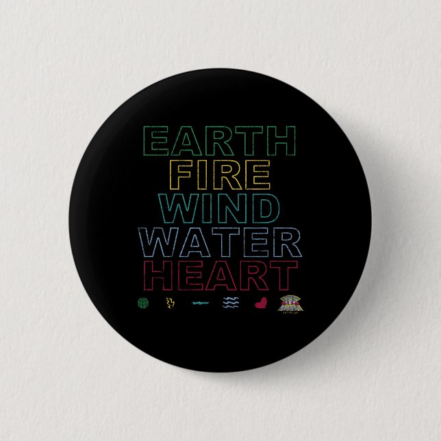 Captain Planet Earth Day Earth Wind Fire Water Hea 2 Inch Round Button (Front)