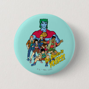 Captain Planet Group Graphic - The Power Is Yours! 2 Inch Round Button