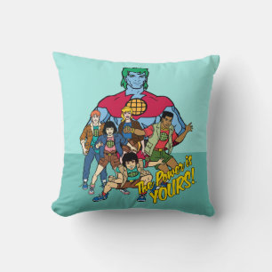Captain Planet Group Graphic - The Power Is Yours! Throw Pillow