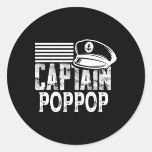 Captain Poppop - Sailing Captain Hat Boat Owner Bo Classic Round Sticker