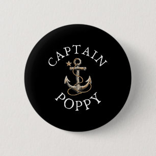 Captain Poppy Boat Sailing Boating Vintage Anchor 2 Inch Round Button