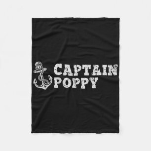 Captain Poppy Sailing Boating Vintage Boat Anchor  Fleece Blanket