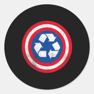 Captain Recycle Earth Day 1  Classic Round Sticker