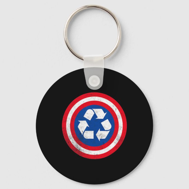 Captain Recycle Earth Day 1  Keychain (Front)