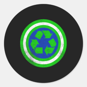 Captain Recycle Earth Day Classic Round Sticker