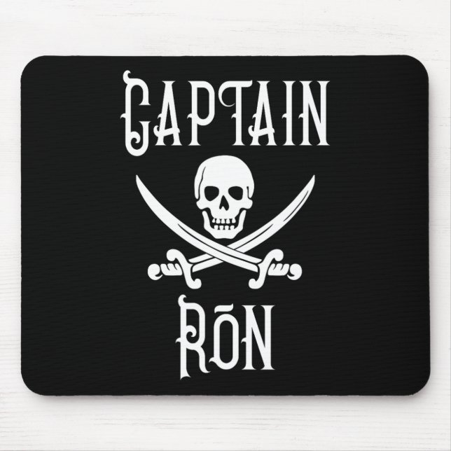 Captain Ron Personalized Pirate Skull Boating  Mouse Pad (Front)