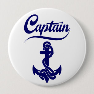 Captain Sailboat Anchor Nautical Design 4 Inch Round Button