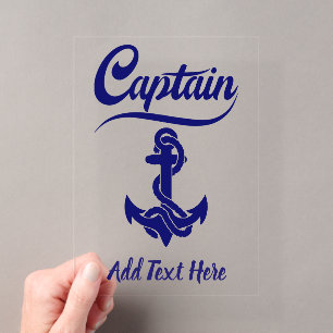 Captain Sailboat Anchor Nautical Design Acrylic Invitations