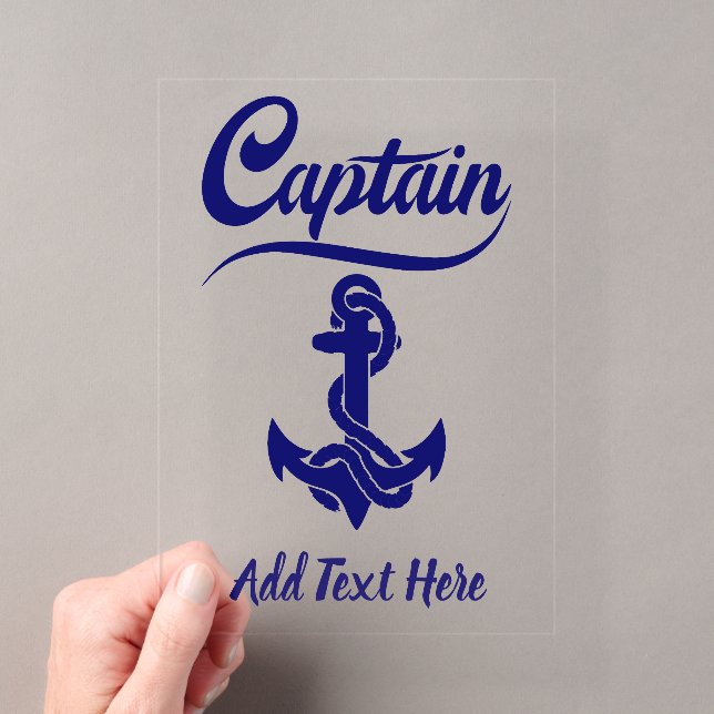 Captain Sailboat Anchor Nautical Design Acrylic Invitations (Insitu (Handheld))