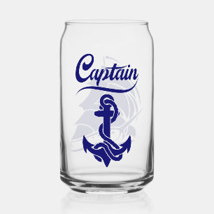 Captain Sailboat Anchor Nautical Design Can Glass