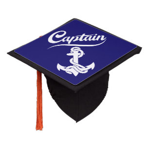 Captain Sailboat Anchor Nautical Design Graduation Cap Topper