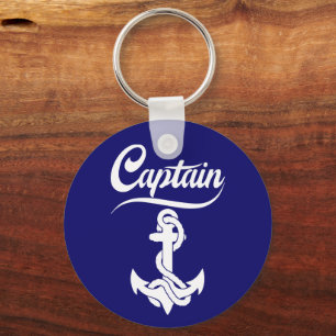 Captain Sailboat Anchor Nautical Design Keychain