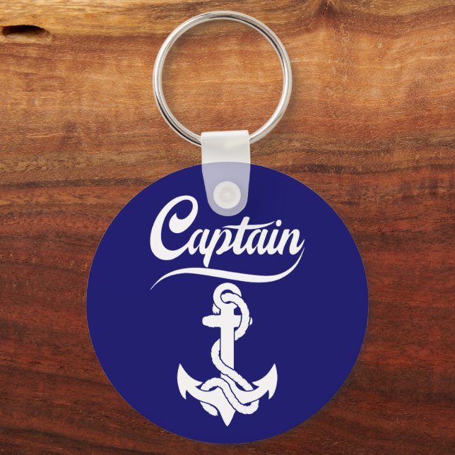 Captain Sailboat Anchor Nautical Design Keychain (Front)