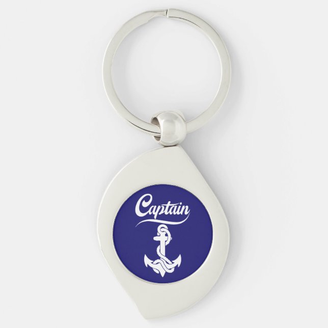 Captain Sailboat Anchor Nautical Design Keychain (Front)