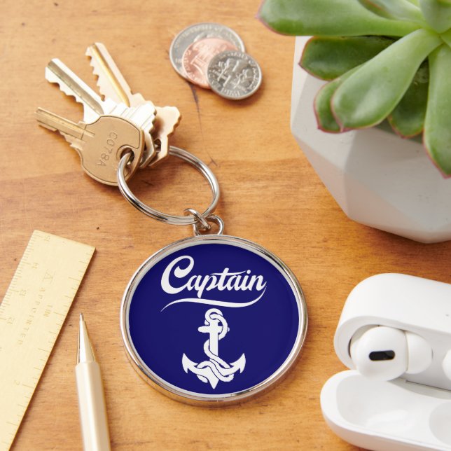 Captain Sailboat Anchor Nautical Design Keychain (Desk)