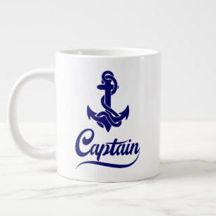 Captain Sailboat Anchor Nautical Design Large Coffee Mug