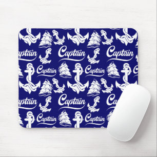 Captain Sailboat Anchor Nautical Design Mouse Pad