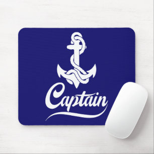 Captain Sailboat Anchor Nautical Design Mouse Pad