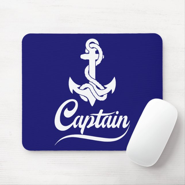 Captain Sailboat Anchor Nautical Design Mouse Pad (With Mouse)