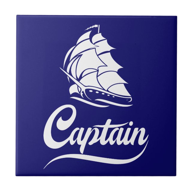 Captain Sailboat Anchor Nautical Design Tile (Front)