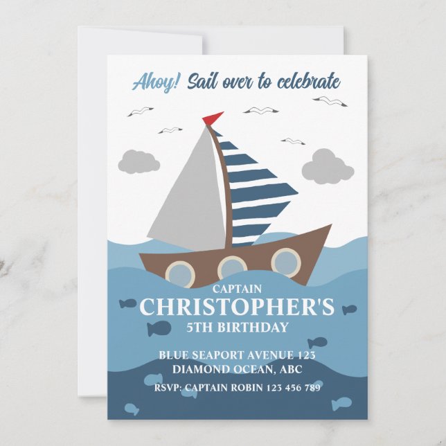 CAPTAIN SAILOR BIRTHDAY INVITATION (Front)