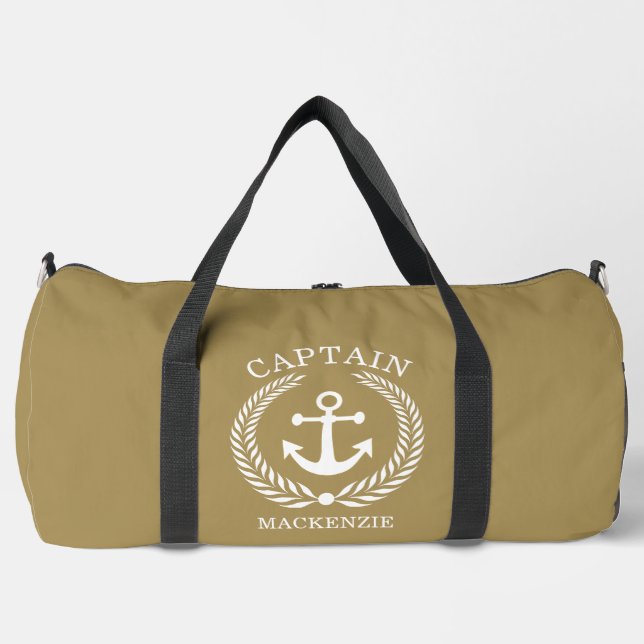 Captain Sailor Personalized Anchor  Duffle Bag (Front)