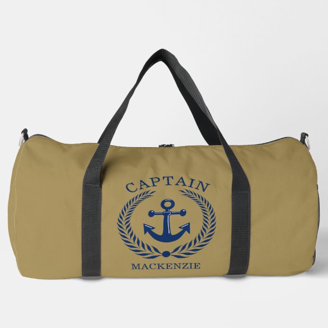 Captain Sailor Personalized Anchor  Duffle Bag (Front)