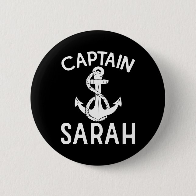 Captain Sarah Anchor Boat Yacht Boating Ship  2 Inch Round Button (Front)