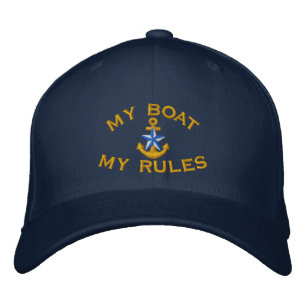Captain says My Boat My Rules Blue Star Anchor Embroidered Hat