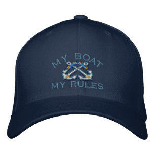 Captain says My Boat My Rules crossed anchors Embroidered Hat