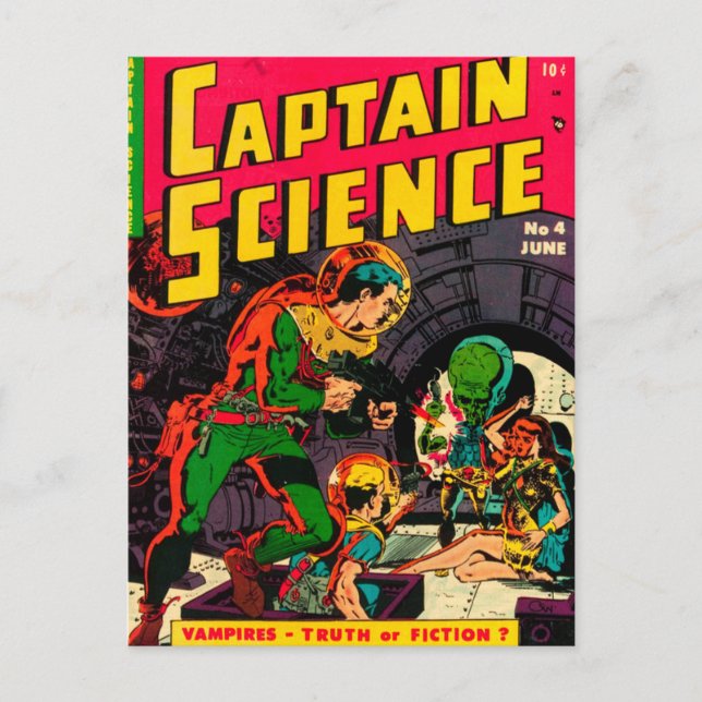 Captain Science -- Vampires: Truth or Fiction? Postcard (Front)