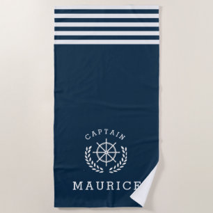CAPTAIN, serviette de plage bleu marine