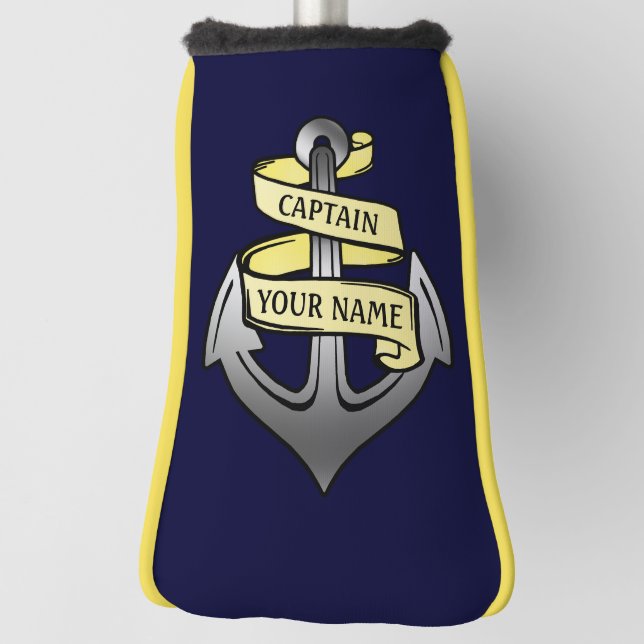 Captain Ship Boat Anchor | Personalized Name Golf Head Cover (Rotate 90)