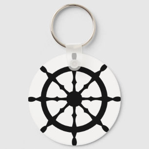 captain ship steering wheel keychain