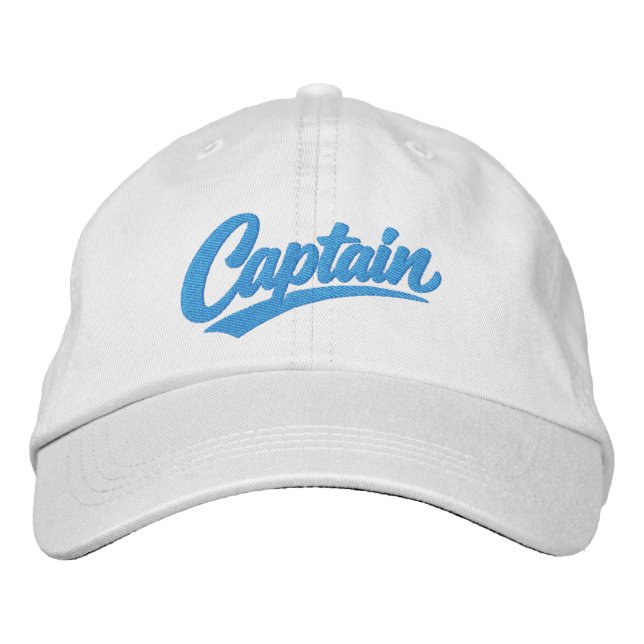 Captain Simple Bold Typography Style Embroidered Hat (Front)