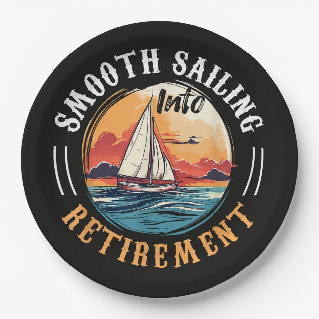 Captain Smooth Sailing into Retirement Paper Plate (Front)