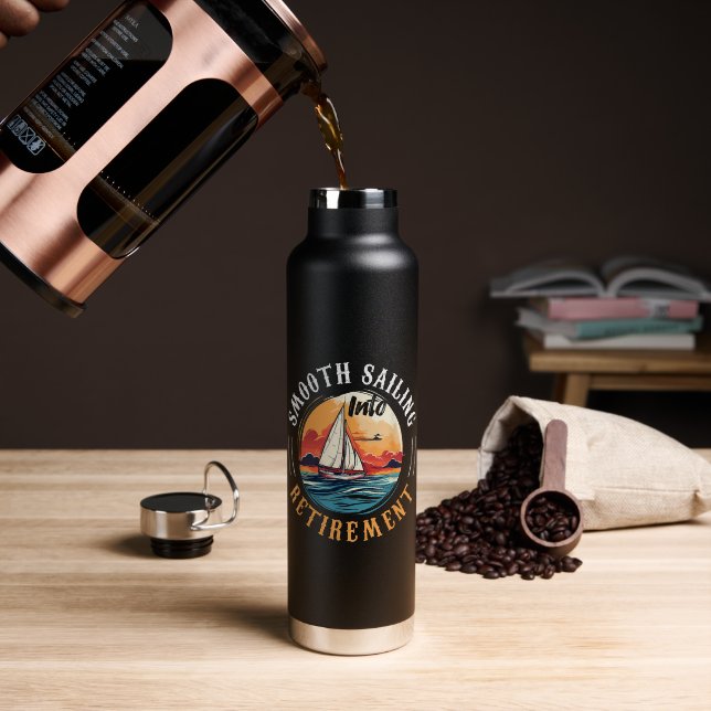 Captain Smooth Sailing into Retirement Water Bottle (Coffee (Rotated))