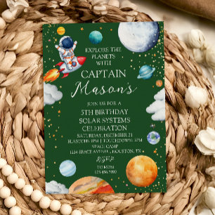 Captain Space Birthday Party Invitation for Kids