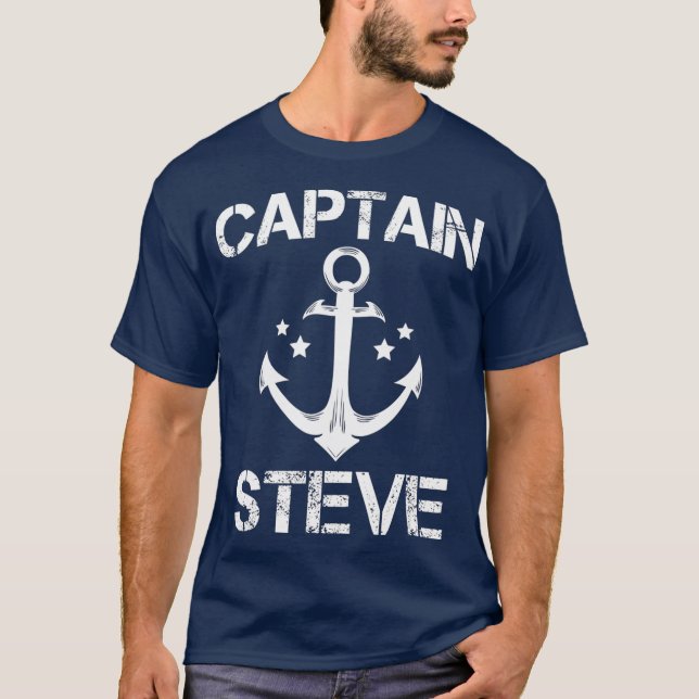 CAPTAIN STEVE Funny Birthday Personalized Name T-Shirt (Front)