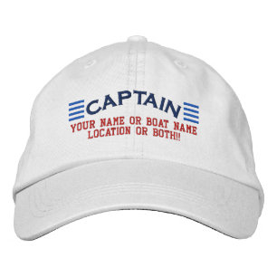 CAPTAIN Stripes Customizable Your Name Boat Local Embroidered Hat